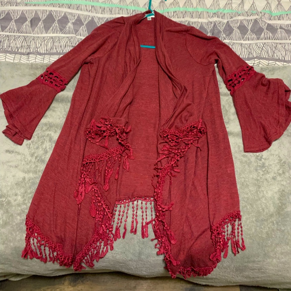 Stem & Vine Open Bell Sleeve Sweater, size L